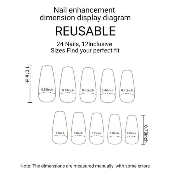 NWT Press On Nails French 3D Hearts & Rhinestone Coffin Fake Nails - Picture 5 of 5